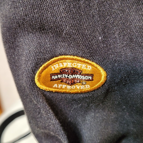Harley Davidson Embroidered Flame Eagle Black Denim Button Down Shirt Small Y2K - Picture 8 of 13